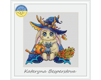 Forest Fairy PDF cross stitch pattern - Autumn counted cross stitch - Fantasy embroidery pdf - Magic Forest pattern - Halloween pattern pdf