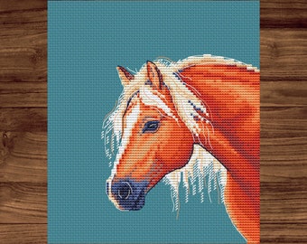 Horse PDF cross stitch pattern - Chestnut Sorrel Horse counted pdf chart - Brown Horse embroidery chart x-stitch digital pattern