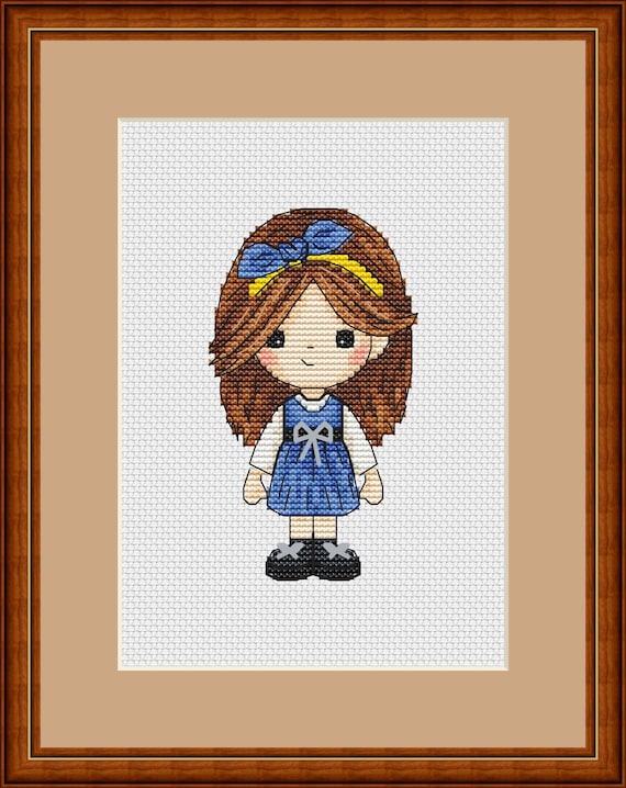 ECUCU Kit Broderie Point De Croix - Modèle Petite Fille Mignonne 40x50 Cm 11CT