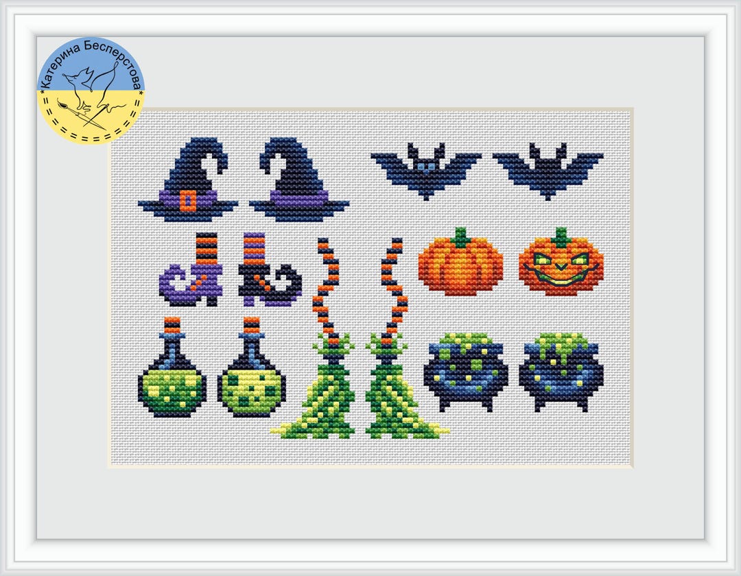 Halloween Witch Sampler PDF Cross Stitch Pattern Halloween Cross Stitch ...