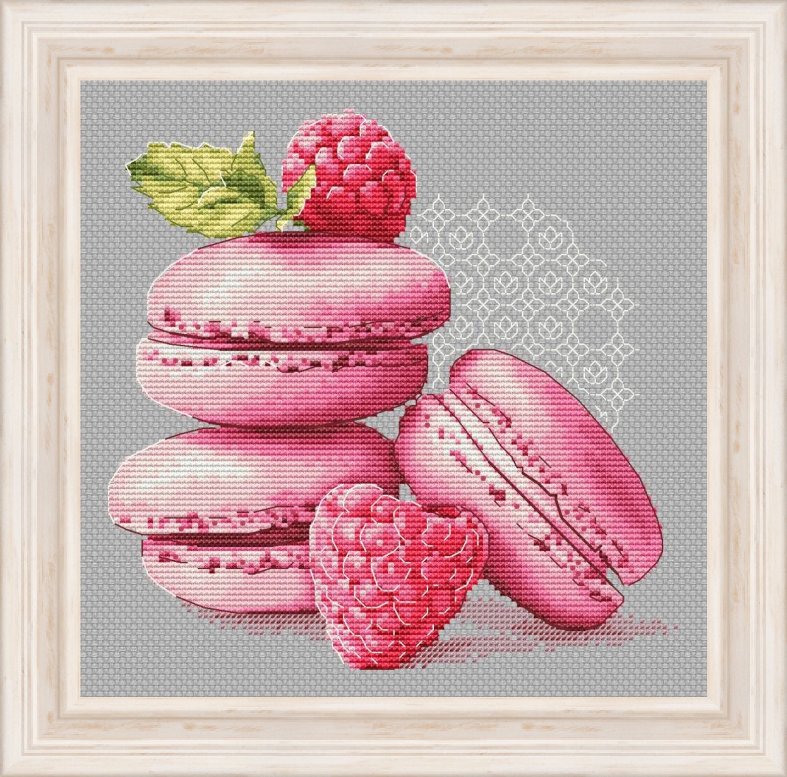 ラズベリーマカロン PDF クロスステッチ パターン - ストロベリー