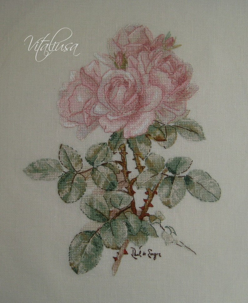 Vintage Roses Cross Stitch Pattern - PDF Modern Cross Stitch - Pink ...