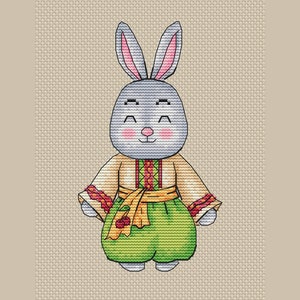 Cute Little Bunny Boy PDF cross stitch pattern - Cute Rabbit embroidery - Nursery room decor - Counted chart Boy chart