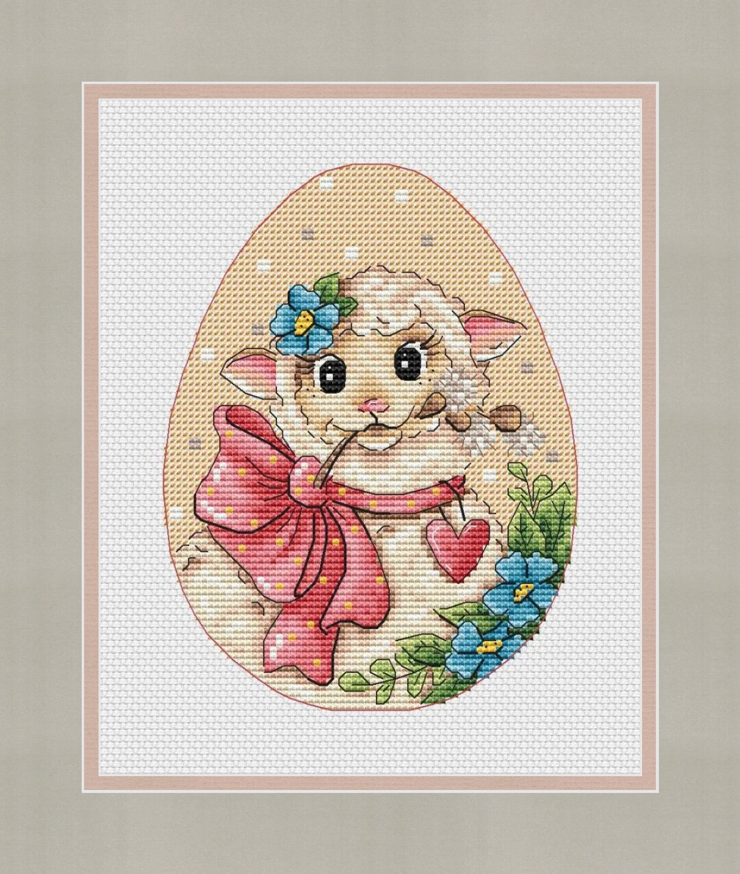 Happy Easter PDF Cross Stitch Pattern - Easter Lamb Counted Cross ...