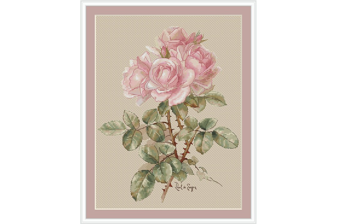 Vintage Roses Cross Stitch Pattern - PDF Modern Cross Stitch - Pink ...