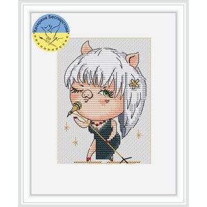 Piggy Diva - PDF cross stitch pattern piggy - Pig Lover Gift - Pets - Cute pig love chart