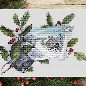 Come Home for Christmas PDF cross stitch pattern - Sweet Home x-stitch - Winter Village counted chart - Snowy landscape