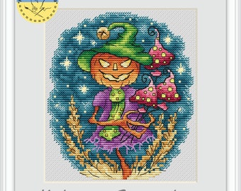 Jack o lantern cross stitch chart - PDF cross stitch pattern - Halloween cross stitch chart - pumpkin - ghosts - Creepy cross stitch