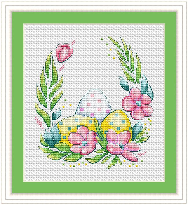 Spring Flowers Wreath PDF Cross Stitch Pattern Easter Eggs - Etsy