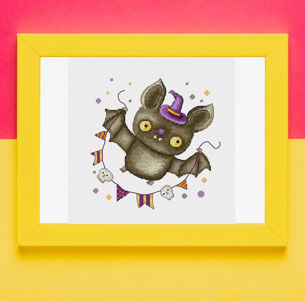 Cute Little Bat PDF Cross Stitch Pattern - Halloween Counted Pdf Chart ...
