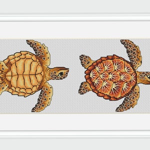 Sea Turtle PDF cross stitch pattern - Sea creatures cross stitch chart - Turtle embroidery pattern