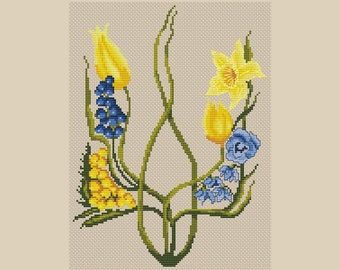 Ukrainian Trident (Tryzub) PDF cross stitch pattern - Stand For Ukraine