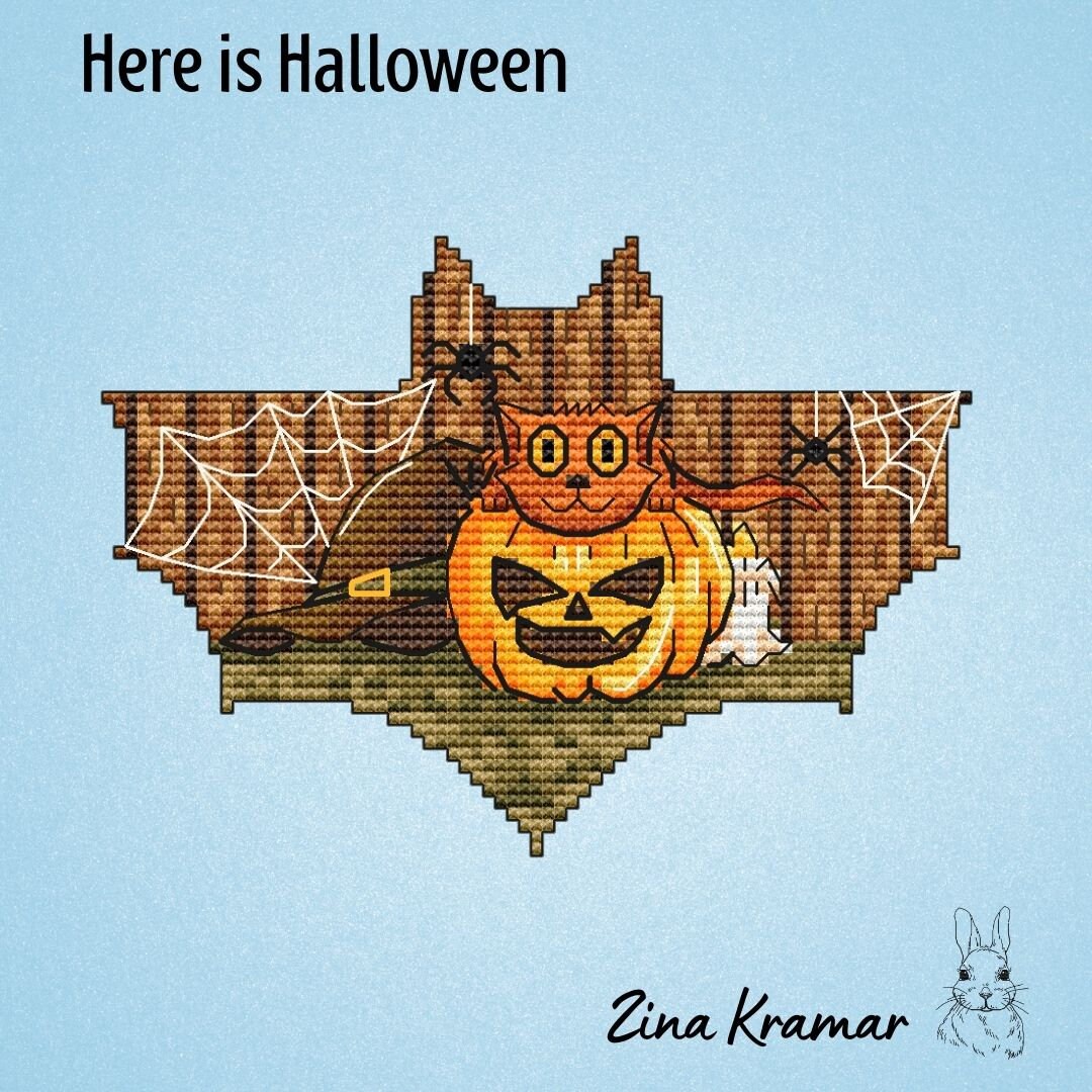 Halloween PDF Cross Stitch Pattern Jack O Lantern Witchy - Etsy