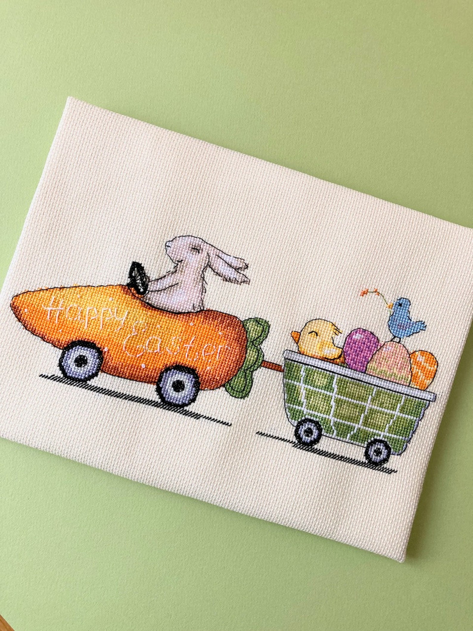 Happy Easter PDF Cross Stitch Pattern - Easter Bunny Counted Cross ...