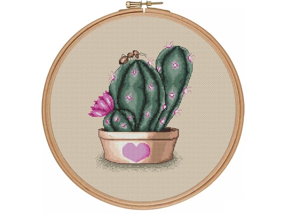 HANGING PLANT CACTUS LOVER CROSS STITCH KIT FOR BEGINNERS PATTERN