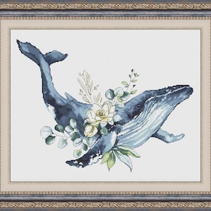 Whale - PDF cross stitch pattern - Ocean&#39;s dreams