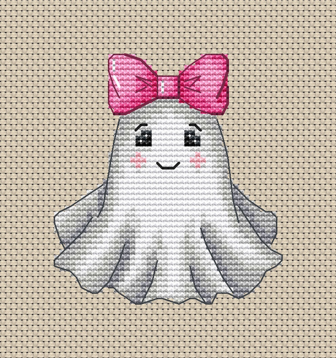 Halloween PDF Cross Stitch Pattern - Cute Ghost - Pumpkin Chart ...