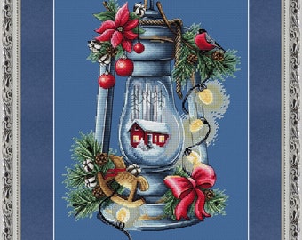 Christmas Lantern - PDF cross stitch pattern - Sweet Home lights counted pdf chart - New Year decoration - Seasons counted pdf chart