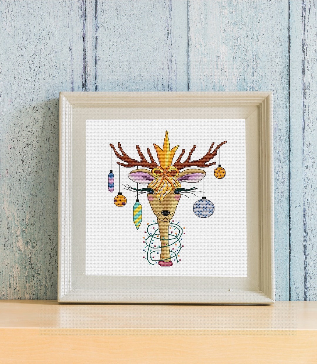 Cute Christmas Deer PDF Cross Stitch Pattern - Deer of Santa Cross ...