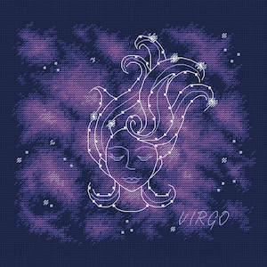 Virgo | PDF cross stitch pattern | Minimal art | Stars | Space | Zodiac | Astronomy | Constellation | Sky