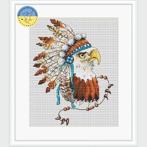 Krafttier Adler Kreuzstichvorlage PDF Sofort Download - Stickvorlage Schutzgeister - Adler gezählt pdf Muster