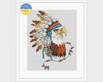 Power Animal Eagle cross stitch pattern PDF Instant Download - Tutelary spirits embroidery chart - Eagle counted pdf pattern