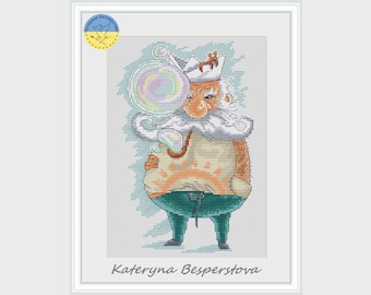 Sea Wolf PDF cross stitch pattern - Sailor counted cross stitch - Magic Snail embroidery - Mariner cross stitch