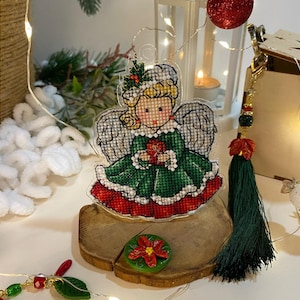 Kerst Groene Engel PDF kruissteekpatroon engel - Angel Girl telkaart - Baby Girl engel klein patroon - patroon voor Plastic canvas