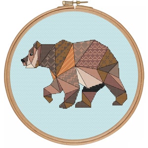 Bear geometric PDF xstitch pattern