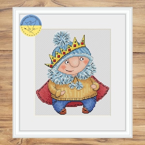 Little King boy PDF cross stitch - Funny Ukrainian Boy counted chart - Slavic Folk Style embroidery pdf  - Carol of the bells COLLECTION