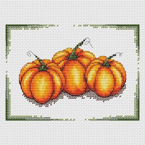 Autumn Harvest PDF Cross Stitch Pattern - Three Pumpkins X-stitch ...