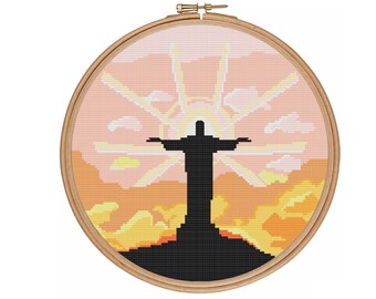 Christ the Redeemer - Rio De Janeiro -Brazil - Landscape - PDF pattern - cross stitch