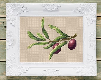 Olive branch PDF cross stitch pattern - Olive counted cross stitch - Plants patterns cross stitch - Olive embroidery chart