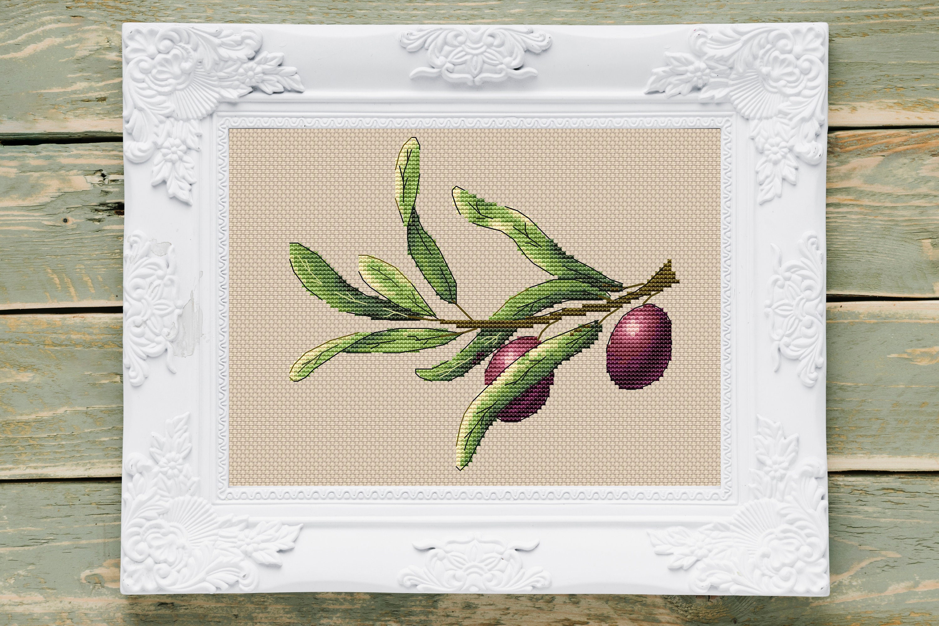 Olive Branch PDF Cross Stitch Pattern Olive Counted Cross Stitch Plants