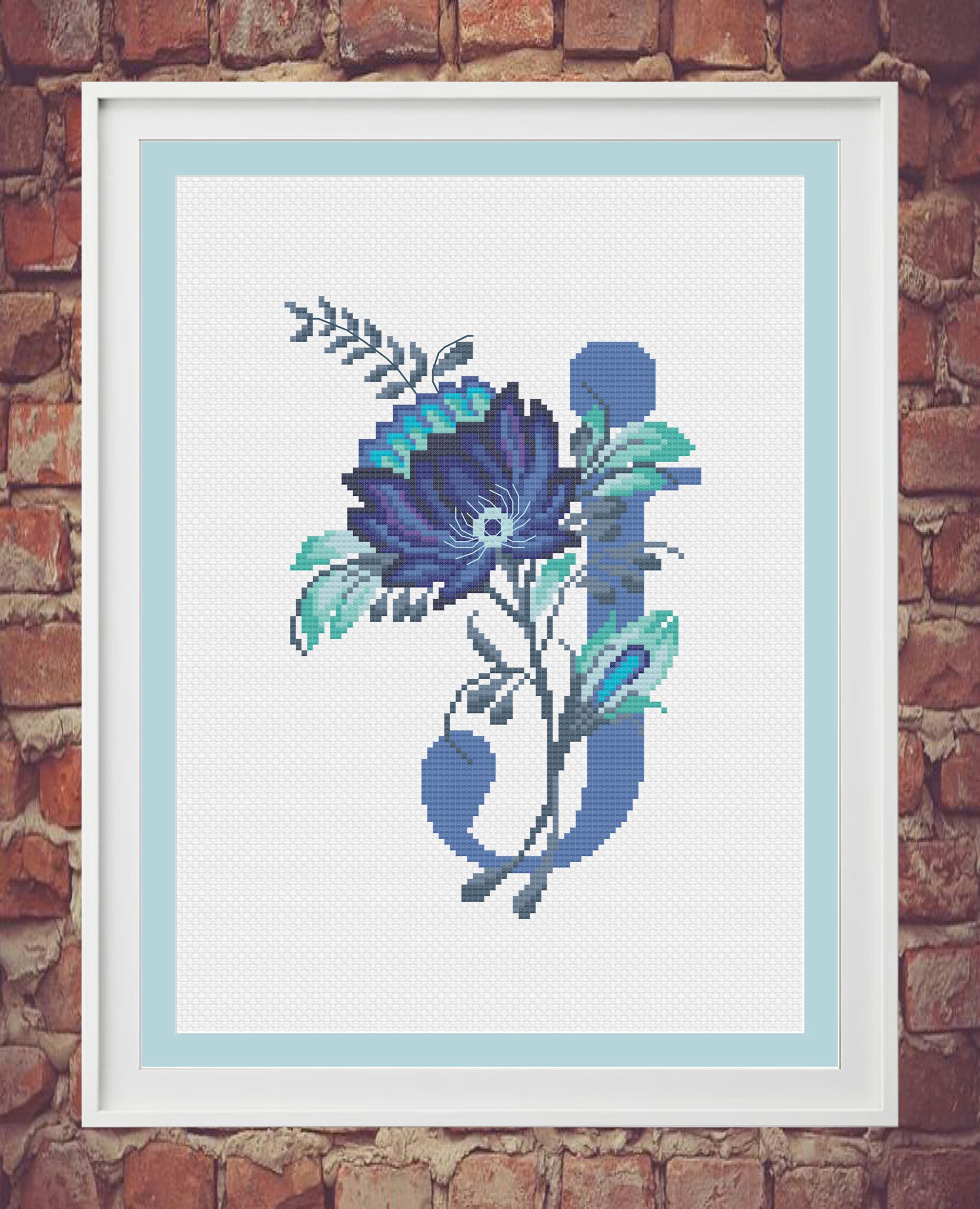 Floral Letter J - Cross Stitch Monogram Pattern J - Folk Traditional ...