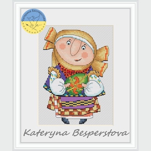 Zoriana cross stitch - Happy Easter PDF cross stitch pattern - Ukrainian Folk Style embroidery pdf - Easter eggs chart - Woman pdf chart