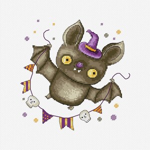 Cute Little Bat PDF Cross Stitch Pattern - Halloween Counted Pdf Chart ...