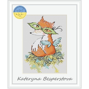 Forest Fairy PDF cross stitch pattern - Cute Fox counted cross stitch pattern - Funny Little Foxy xstitch pdf chart