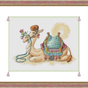 Cute Camel PDF cross stitch pattern - Funny Camel in the desert counted cross stitch - Camel embroidery chart