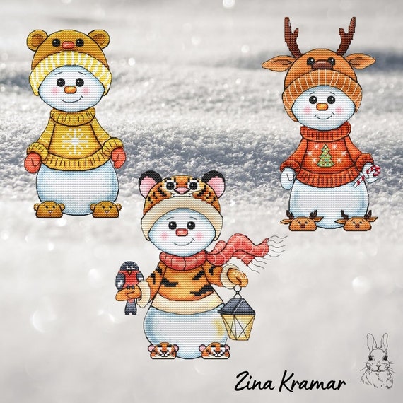 SET: Snowman Collection PDF Cross Stitch Pattern Tiger Bear - Etsy Canada SET: Snowman Collection PDF Cross Stitch Pattern Tiger Bear - Etsy Canada