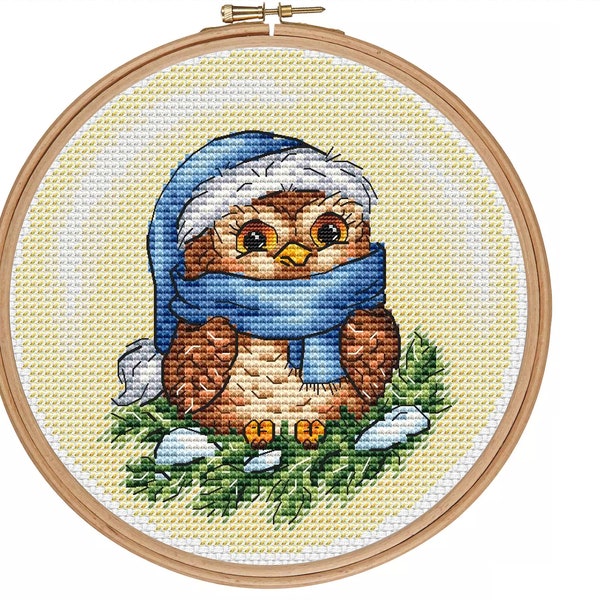 Christmas Ball Owl PDF cross stitch pattern - Funny Little Owl counted chart - Deer Owl Penguin collection x-stitch embroidery
