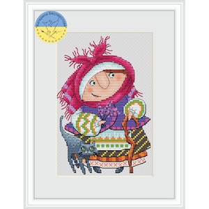 Solokha cross stitch - Funny Ukrainian Girl PDF cross stitch pattern - Ukrainian Folk Style embroidery pdf  - Woman chart
