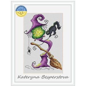 Witch Lantern Day - PDF-kruissteekpatroon - Zwarte magische kruissteek - Toverdrank - Halloween geteld pdf-diagram