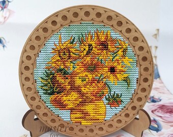 Pequeño patrón de punto de cruz PDF - Bordado de girasoles van Gogh - Gráfico pdf contado en miniatura Mini patrón Vincent van Gogh