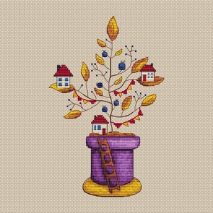 Magic Tree PDF Cross Stitch Patterns - Tiny Houses Counted Cross Stitch ...