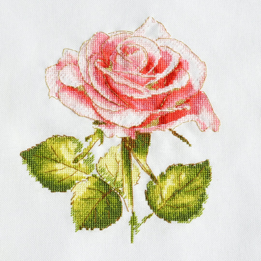 Red Rose - PDF Embroidery pattern — Purple Rose Embroidery