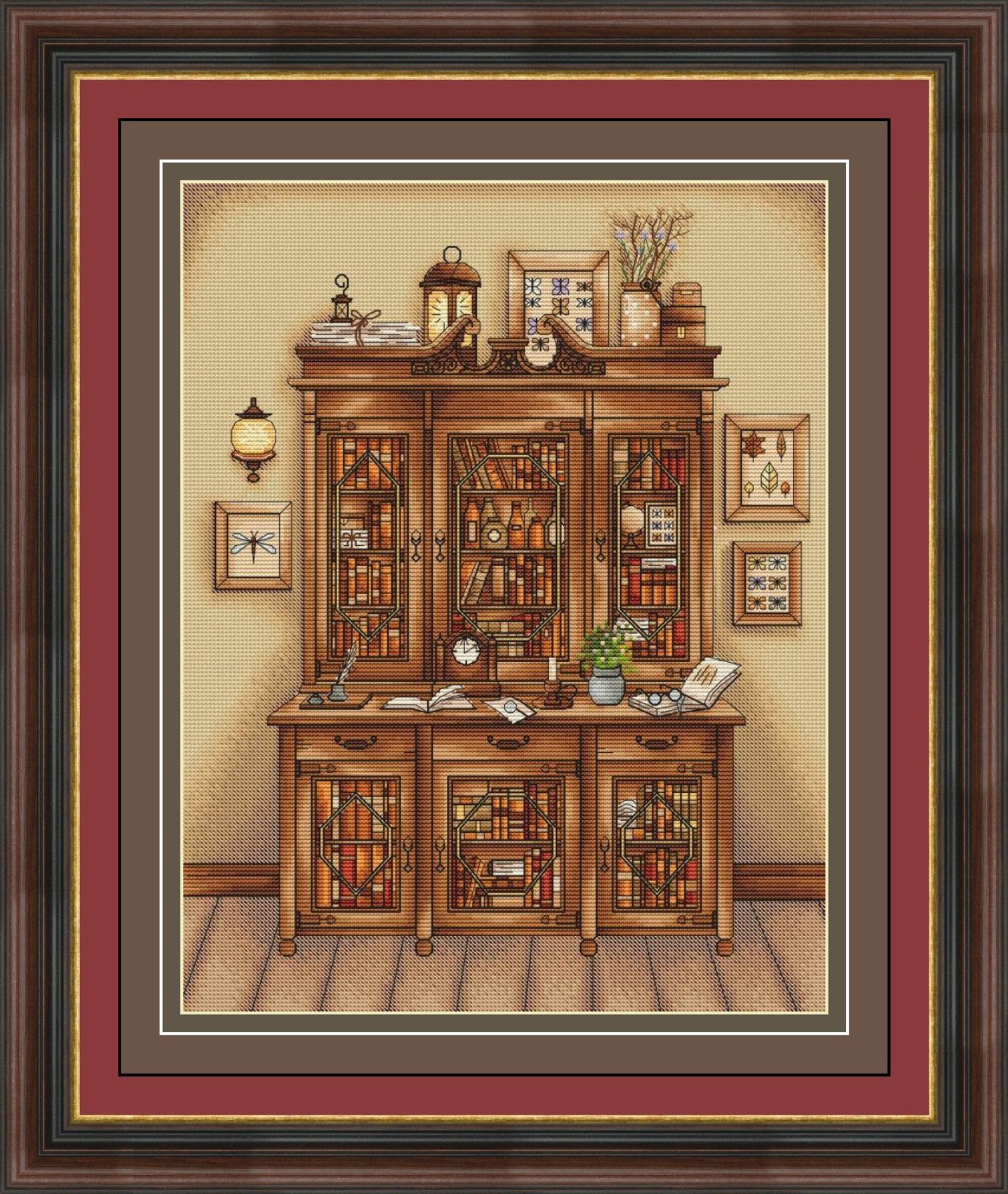 Bookcase PDF Cross Stitch Pattern Bookshelves Embroidery Etsy