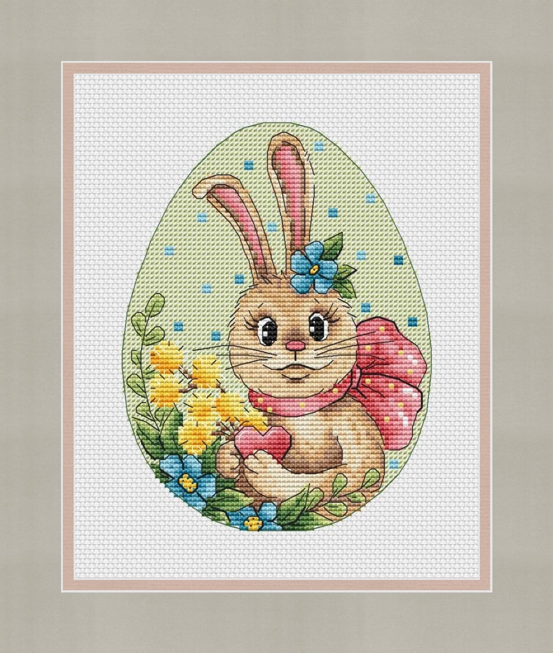 Happy Easter PDF Cross Stitch Pattern - Easter Bunny Counted Cross ...