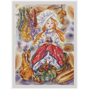 Cinderella Girl PDF cross stitch patterns - Once Upon a Time embroidery - Princess counted pdf chart - Girl cross stitch - Fairy tale chart