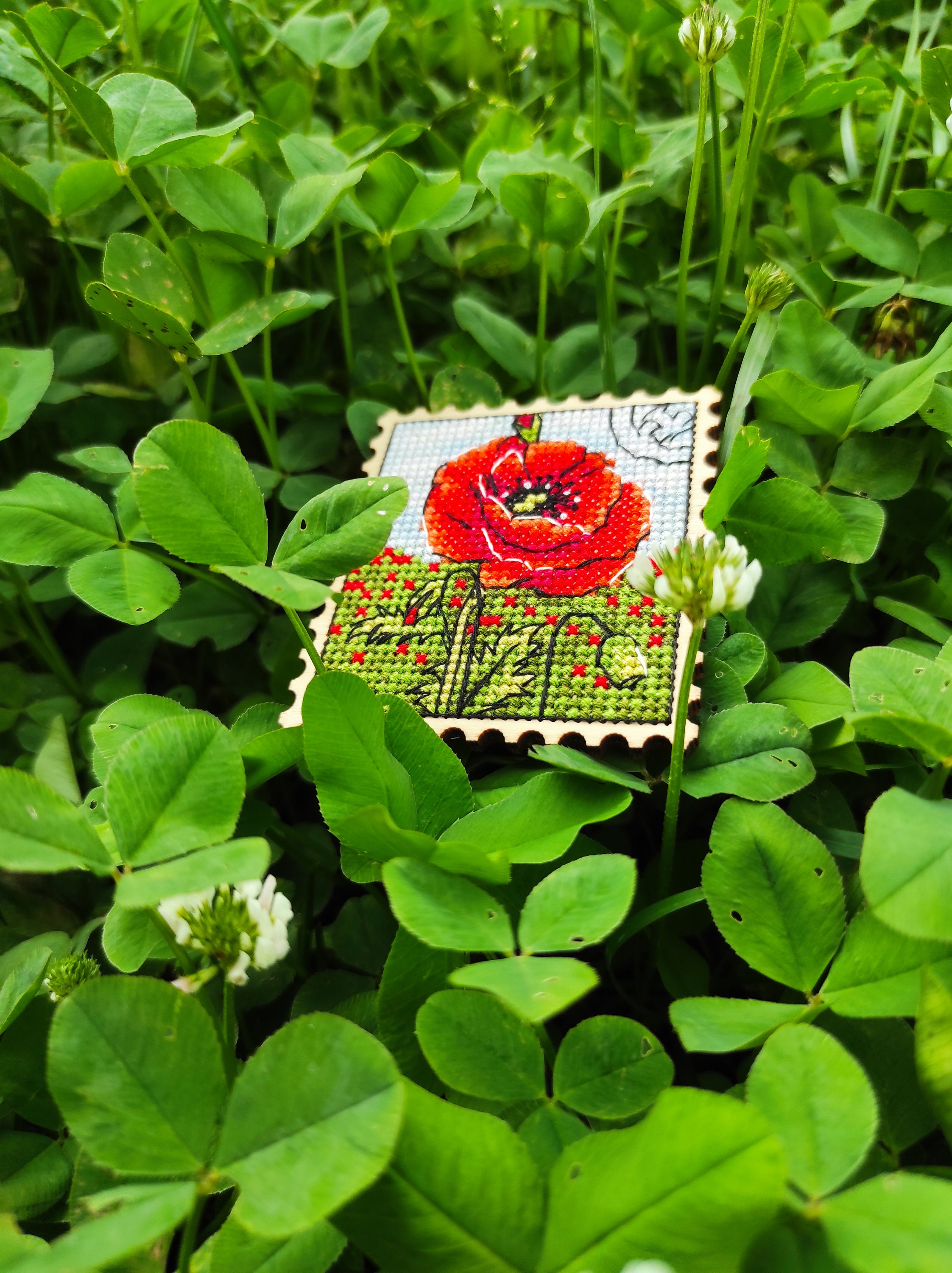 Poppy Flower Flower PDF Cross Stitch Pattern - Post Stamp Embroidery ...